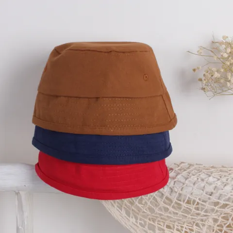 Cappello da Pescatore per Bambini Giapponese Cima Piatta Tinta Unita in Misto Cotone Protezione Solare per Ragazzi e Ragazze