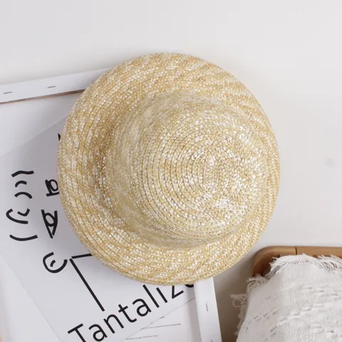 Kids Natural Wheat Straw Sun Hat Round Top Wide Brim Summer Beach Hat For Girls Boys Breathable Sun Protection Outdoor Travel Straw Hat