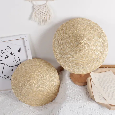 Kids Straw Sun Hat Pointed Top Breathable Hand Woven Straw Bucket Hat For Boys Girls Beach Outdoor Summer Sun Protection Hat
