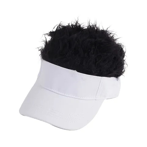 Funny Wig Visor Hat For Men Women Adjustable Cotton Sun Visor With Spiky Fake Hair Creative Novelty Gag Gift Accessory