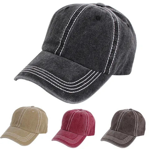 Gorra de Béisbol de Algodón Lavado Vintage para Hombres Mujeres Costuras en Contraste Desgastado Ajustable Retro Deporte al Aire Libre Sombrero de Sol