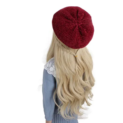 Boina de Punto de Invierno para Niños de Chenilla Suave Color Sólido Gorro de Pintor Cálido para Niños Niñas Gorra de Artista Vintage
