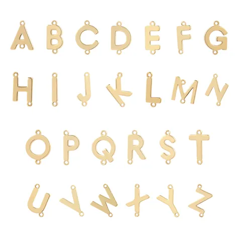 18K Gold Plated Copper Alphabet Letter Connector Charms For DIY Jewelry Making Necklace Bracelet Accessory Findings