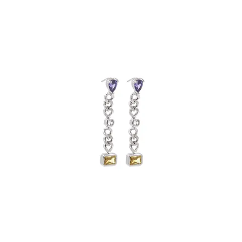 18K Gold Plated Copper Zirconia Earring Pendant Heart Rectangle Colorful Gemstone Dangle Charm For Jewelry Making DIY