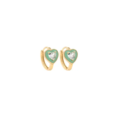 Boucles d'Oreilles Créoles en Cuivre Plaqué Or 18K Émail Cœur Zircone Cubique Style Vintage Bijoux pour Femmes