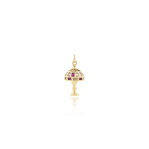 Vintage 18K Vergoldeter Kupfer Tischlampen Anhänger Für DIY Schmuckherstellung Eingelegter Lila Weißer Zirkonia Schmuckzubehör