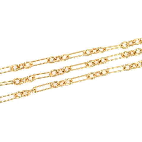 18K Gold Plated Copper DIY Jewelry Making Chain Unfinished Paperclip Link And Twisted Round Ring For Necklaces Bracelets