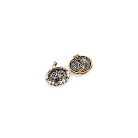 18K Gold Plated Copper Coin Pendant Ancient Roman Greek Relief Goddess Inlaid Zirconia Faux Pearl Retro Luxury DIY Necklace Jewelry Accessory