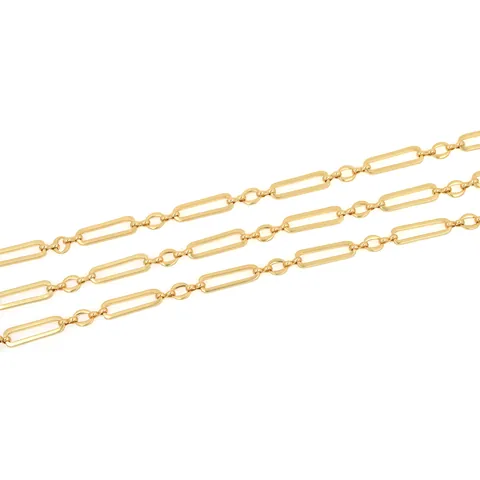 18K Gold Plated Copper Paperclip Chain For Hip Hop Jewelry DIY Necklace Making Unfinished Geometric Link Accessory