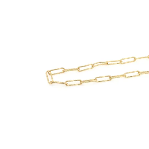 18K Gold Plated Copper Textured Paperclip Chain DIY Jewelry Making Components Rectangle Link Chain For Necklace Bracelet Crafting