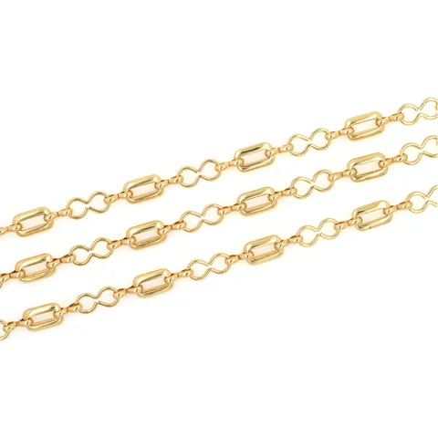 18K Gold Plated Copper Rectangular And Infinity Link Chain DIY Jewelry Making Accessory For Necklace Bracelet Making Craft Supplies