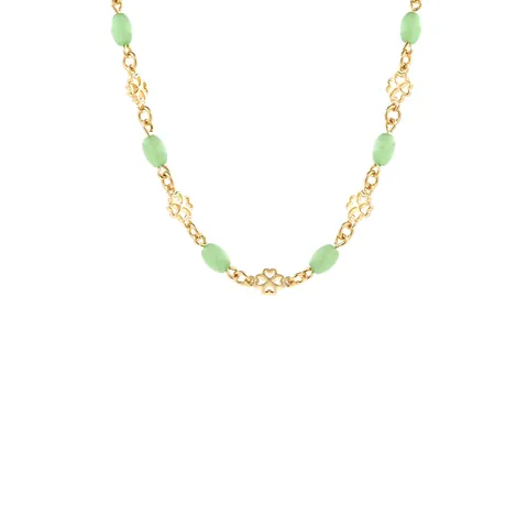 18K Gold Plated Copper Clover Chain With Light Green Beads For DIY Jewelry Necklace Making Handmade Accessories Elegant