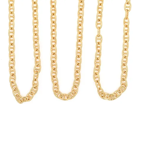 Catena in Rame Placcato Oro 18K con Maglia a Naso di Maiale Marina per Creazione di Gioielli e Collane Fai-da-te