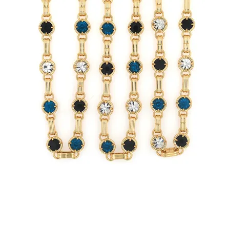 18K Gold Plated Copper Three-Color Zirconia Inlaid DIY Jewelry Necklace Making Accessories Unfinished Bulk Chain
