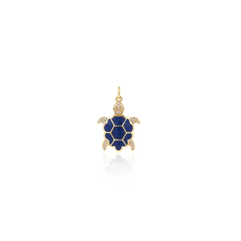 18K Gold Plated Copper Colorful Sea Turtle Pendant With Zirconia Enamel DIY Necklace Accessory For Women Jewelry Charms