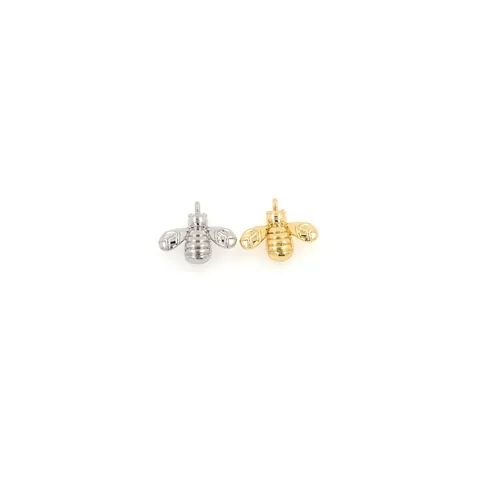 18K Gold Plated Copper Zirconia Bee Pendant Realistic Animal Shape DIY Jewelry Accessory For Necklace Pendant Making Women