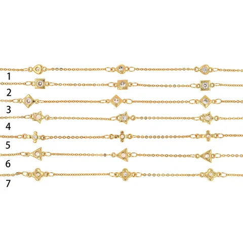 Catena in Rame Placcato Oro 18K con Ciondoli in Zirconia Accessorio per Gioielli Fai da Te Cuore Quadrato Stella Croce Geometrica