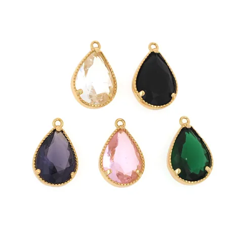 Colgante de Gota de Agua Forma de Pera de Cobre Chapado en Oro 18K Zirconia Micro Incrustada Gema DIY Accesorios de Joyería Para Mujeres
