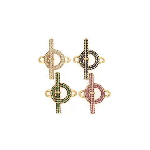 18K Vergoldeter Kupfer Zirkon Knebelverschluss Stecker Für DIY Armband Halskette Schmuckherstellung Zubehör OT Schnalle
