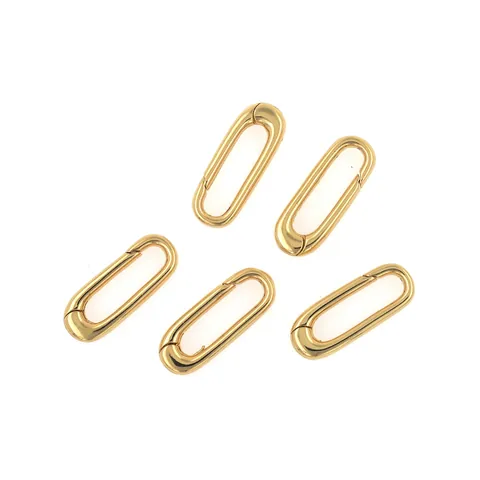 18K Gold Plated Copper Oval Spring Clasp Carabiner Connector For DIY Jewelry Making Bracelet Necklace Accessories