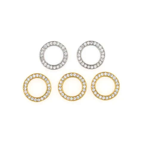 18K Gold Plated Copper Micro Inlaid Zirconia Geometric Round Ring Pendant For Necklace Making DIY Jewelry Accessories Micro Pave Circle Charm