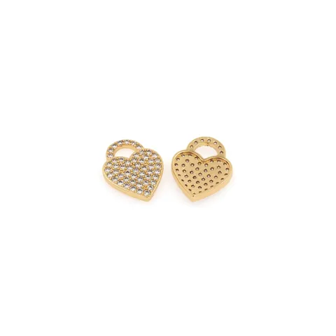 18K Gold Plated Copper Heart Shaped Lock Pendant Micro Inlaid Zirconia Romantic Heart Pendant DIY Jewelry Accessories For Women