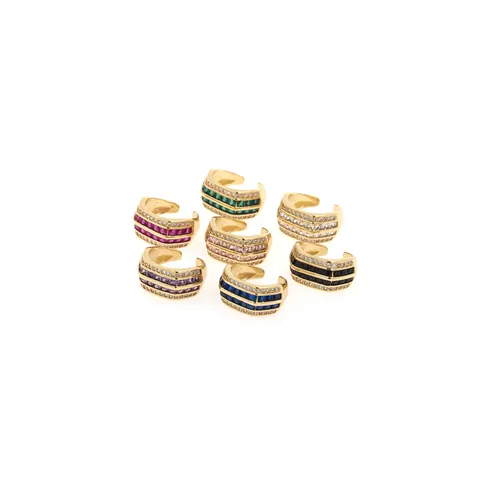 Luxus Kupfer Zirkonia Ohrklemme 18K Vergoldet Einstellbar C-Form Ohne Piercing Ohrringe Für Damen Mode Schmuck