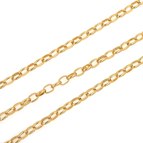 18K Gold Plated Copper Rolo Chain For DIY Necklace Bracelet Jewelry Making Accessory Glossy Oval Link Chain Finding