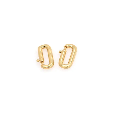 18K Gold Plated Copper Oval Carabiner Clasp Screw Lock Jewelry Connector For DIY Necklace Bracelet Making Findings Supplies