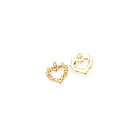 18K Gold Plated Copper Twisted Rope Hollow Heart Pendant Devil Heart Charm For DIY Jewelry Making Necklace Accessories Women