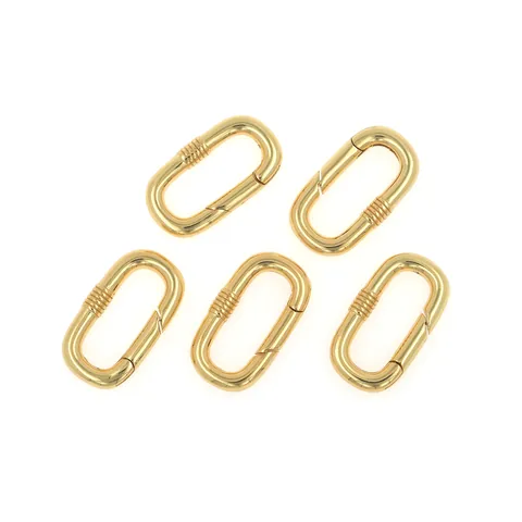 18K Gold Plated Copper Oval Carabiner Clasp Spring Connector Locking Jewelry Finding DIY Necklace Bracelet Hardware Accessories