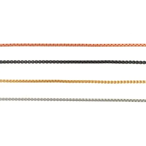 Collier Chaîne Box en Cuivre Plaqué Or 18K Rétro Bijoux Minimalistes à Maillons Ronds Géométriques pour Hommes Femmes