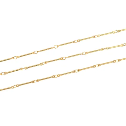 18K Gold Plated Copper Bamboo Chain DIY Jewelry Making Accessory For Necklace Bracelet Findings Semi Finished Link Chain