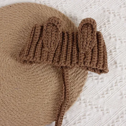 Kids Knit Beanie Hat With Rabbit Ears Winter Warm Solid Color Crochet Pullover Cap For Boys Girls Baby Fashion Headwear