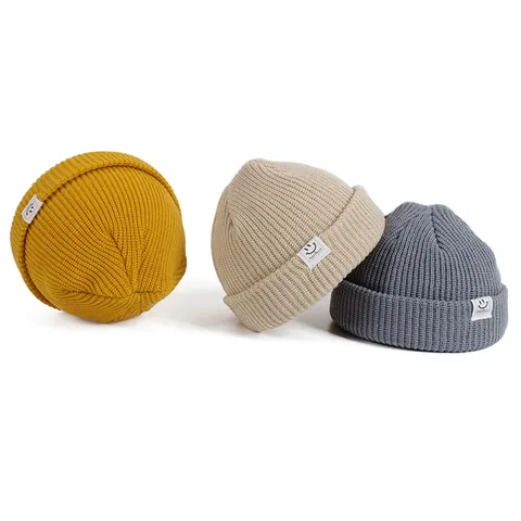 Kinder Strickmütze Winter Warm Gerippte Beanie Mit Lächelndem Gesicht Patch Für Jungen Mädchen Kleinkind Weiche Elastische Kopfbedeckung
