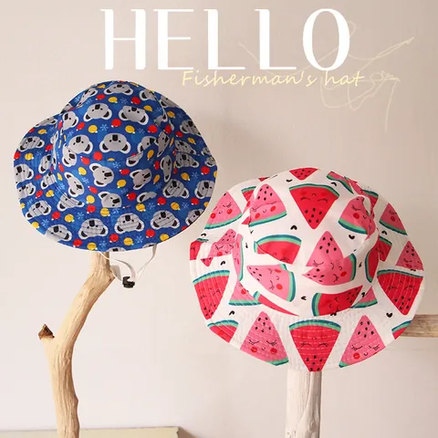 Cappello da Pescatore per Bambini in Misto Cotone Protezione Solare Con Cordino Regolabile per Bambini Ragazzi Ragazze Estate