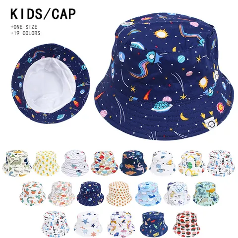 Kids Cartoon Bucket Hat Cotton Blend Sun Protection Outdoor Fisherman Cap For Toddler Boys Girls Various Cute Animal Prints
