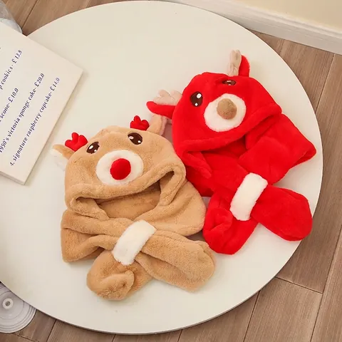 Kinderen Winter Capuchonsjaal Hoed Pluche Warm Winddicht Rendier Dinosauriër Oorklep Muts Voor Jongens Meisjes Peuter Kerstcadeau