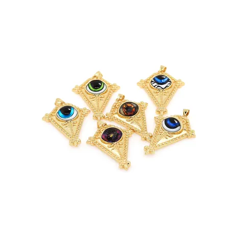 18K Gold Plated Copper Evil Eye Pendant Mysterious Starry Night Enamel Shield Charm For DIY Jewelry Making Necklaces Women Vintage Ethnic Accessories Pendant Only Without Chain