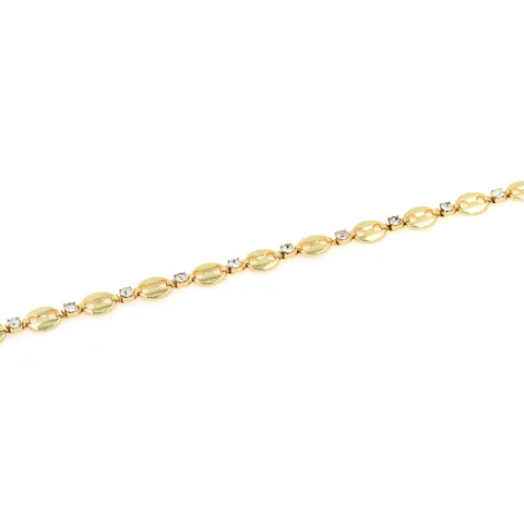 18K Real Gold Plated Copper Micro Pave Zirconia Coffee Bean Chain For DIY Jewelry Making Necklace Bracelet Accessory
