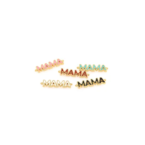 18K Gold Plated Copper Zirconia MAMA Letter Jewelry Connector DIY Bracelet Necklace Finding Enamel Mother's Day Women Gift