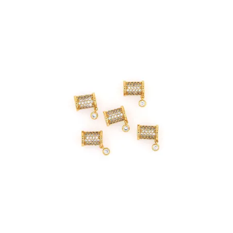 18K Vergoldet Kupfer Mikro Zirkonia Fassperle Großloch Anhänger Für DIY Schmuckherstellung Armband Halskette Zubehör