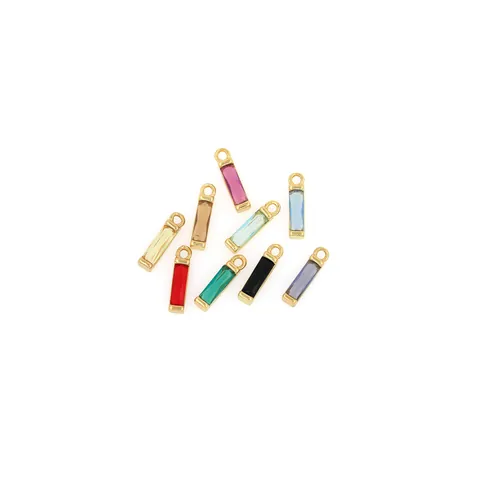 Baguette Cubic Zirconia Rectangle Pendant For DIY Jewelry Making Copper 18K Gold Plated Minimalism Charm For Women