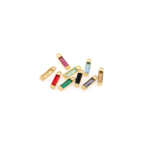 Baguette Cubic Zirconia Rectangle Pendant For DIY Jewelry Making Copper 18K Gold Plated Minimalism Charm For Women