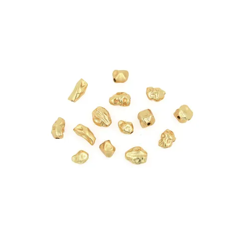 18K Vergoldetes Kupfer Unregelmäßige Zwischenperlen Gehämmert Matt Lose Perlen DIY Schmuckherstellung Zubehör Für Halskette Armband