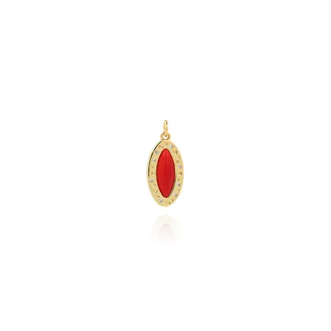18K Gold Plated Copper Zirconia Rugby Pendant Vintage Enamel Football Shape Charm (Pendant Only Without Chain)