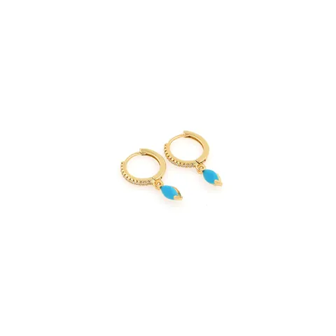 Vintage 18K Gold Plated Copper Marquise Cut Zirconia Hoop Earrings Colorful Crystal Pendant Wedding Party Women Jewelry