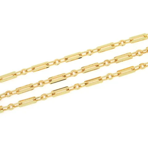 18K Gold Plated Copper Rectangular Round Link DIY Necklace Bracelet Jewelry Making Accessories Semi Finished Chain