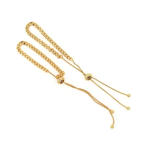18K Gold Plated Copper Adjustable Cuban Chain Bracelet For Women DIY Jewelry Making Accessories With Slider Clasp Simple Fashion Gift