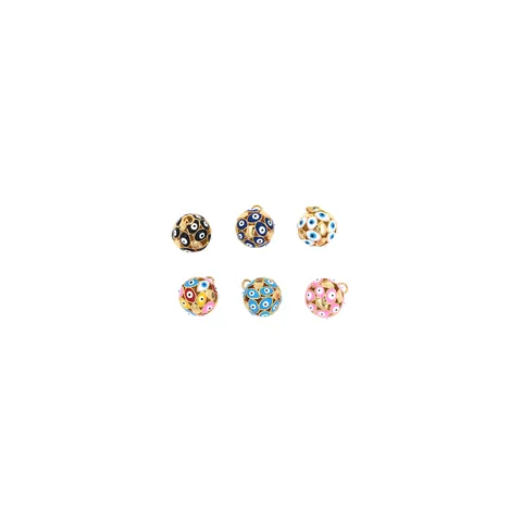 18K Gold Plated Copper Evil Eye Ball Pendant Hollow Round Charm For DIY Necklace Bracelet Jewelry Making Women Jewelry Accessory